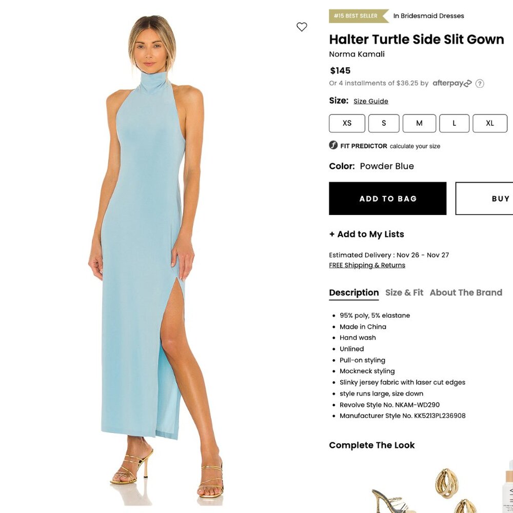 Revolve- Normal Kamali Halter Turtleneck Side-Slit Midi Dress